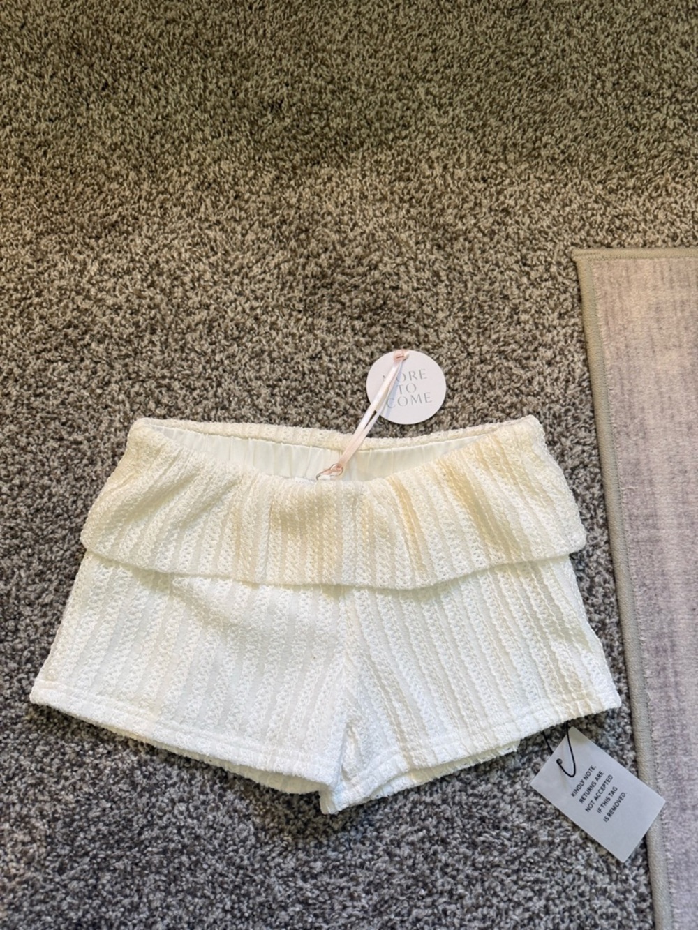 Ruffle Waist Cream Women’s Shorts
